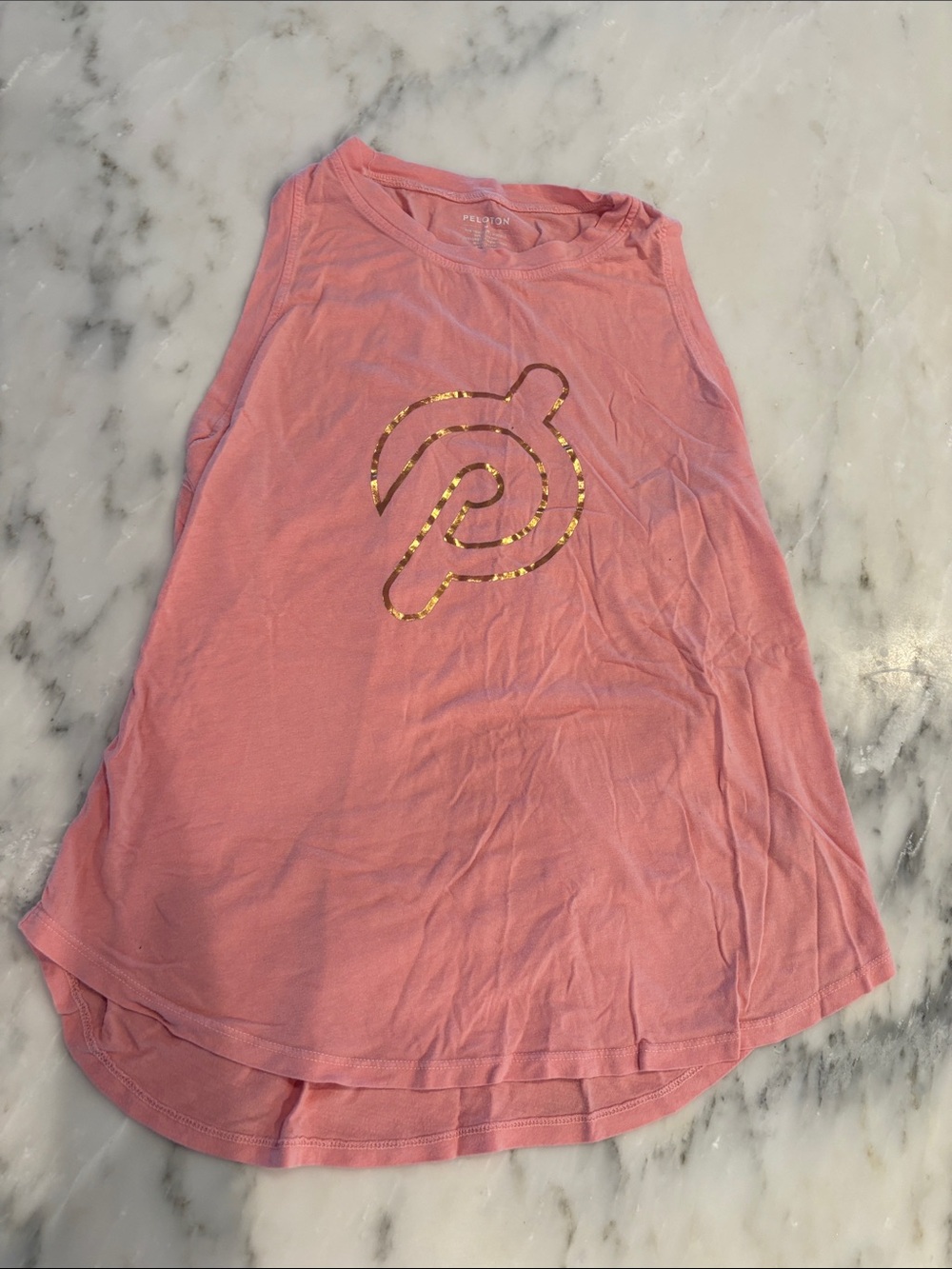 Peloton Pink Tank with Gold Logo